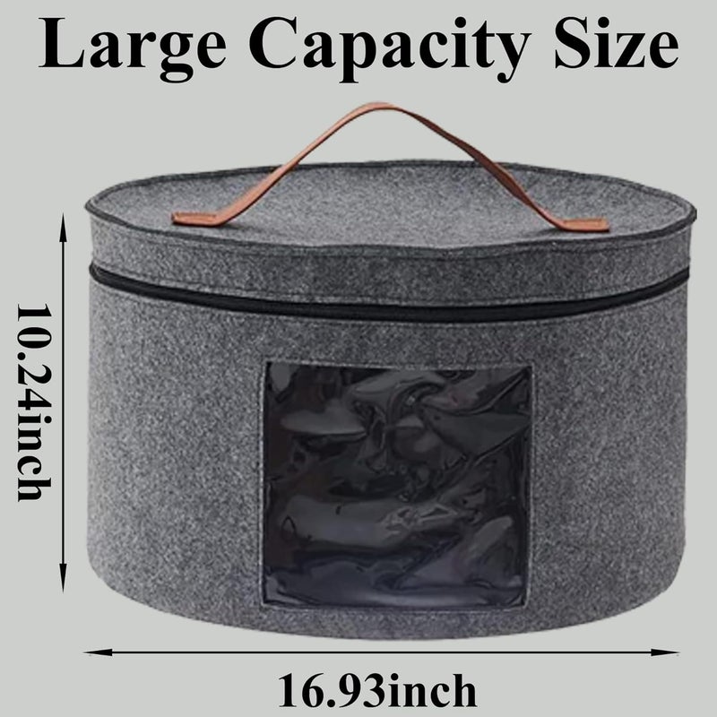 Memfish Hat Box-Hats Boxes for Women Storage Travel Large Round Hat Carrier Case Organizer (Grey) - Image 2